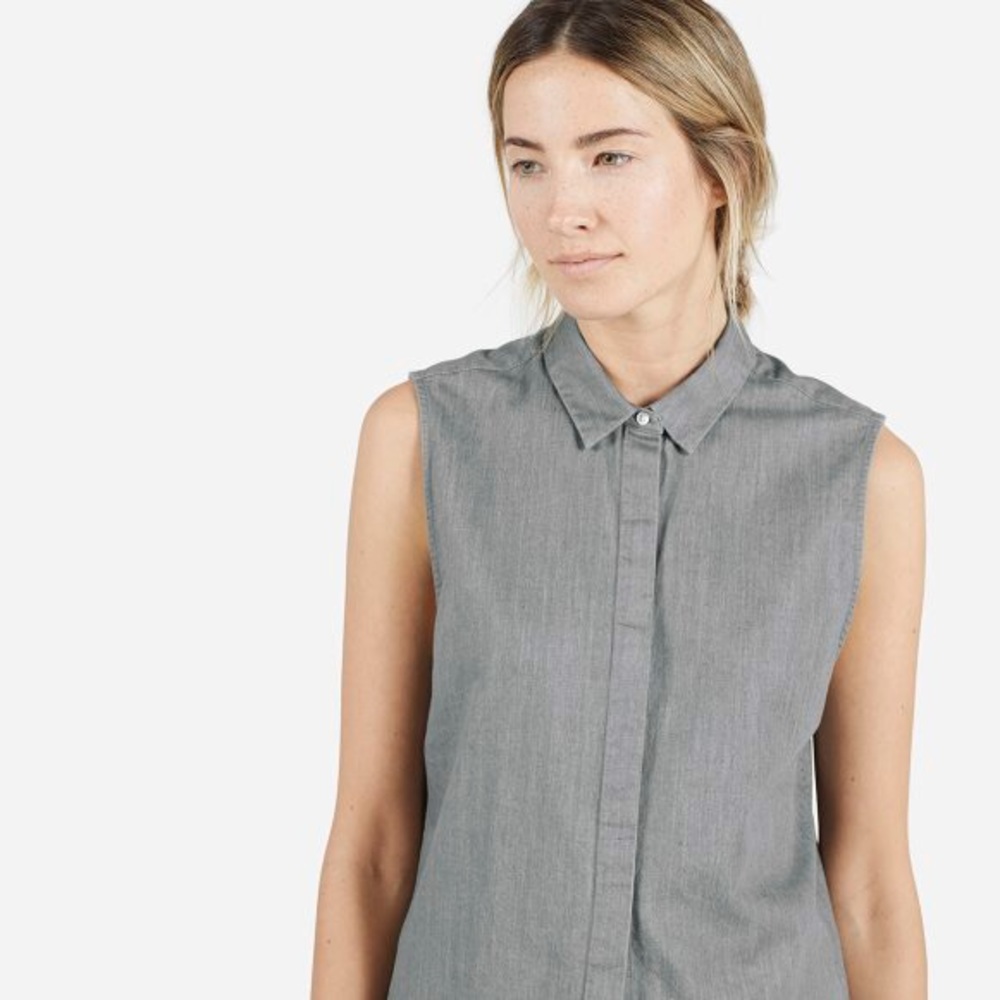 Everlane Sleeveless Poplin Gray